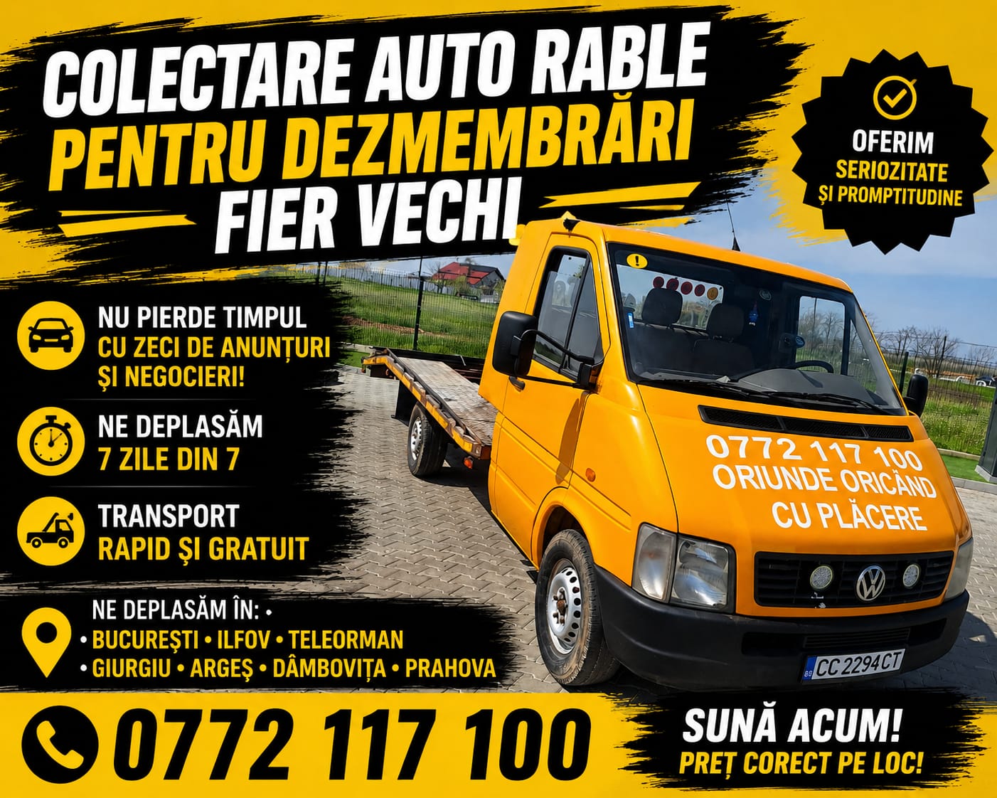 Ilustrație cu autoturism vechi pregătit pentru preluare